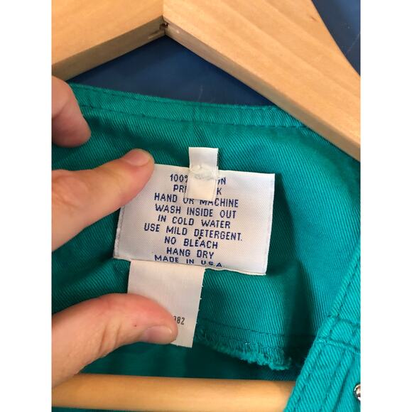 VINTAGE 80'S SILVER EMBELLISHED BUTTON-UP GREEN SHIRT - Picture 5 of 8